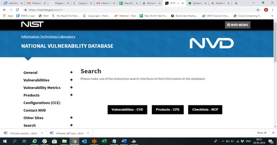 National Vulnerabilities Data Base